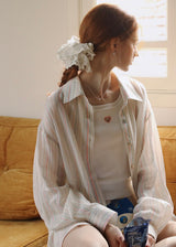Morning Haze Soft Stripe Set | Pastel Vintage Shirt & Shorts Outfit
