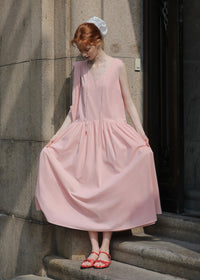 Summer Petal Cotton Dress | Light Pink Sleeveless Dress