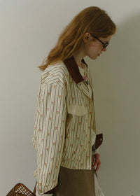 Private Collection Contrast Collar Floral Stripe Jacket