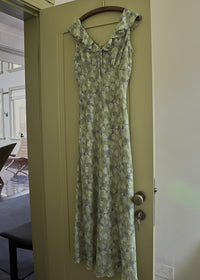 Morning Herb Garden Floral Ruffle Dress