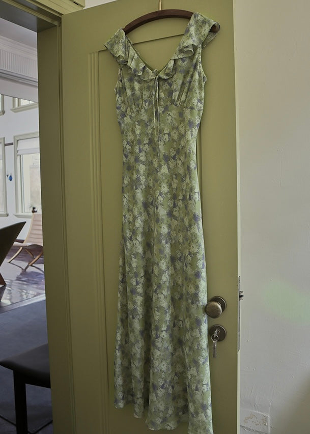 Morning Herb Garden Floral Ruffle Dress