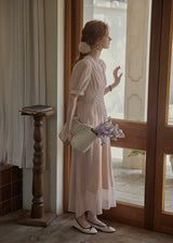 Blush Verse Soft Pink Embroidered Vintage Dress