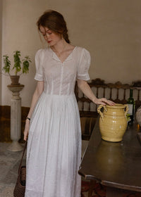 Alba Eyelet Cotton Dress | Romantic White Embroidered Summer dress