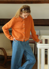 Autumn/Winter Clementine Twisted Collar Vintage Knit Cardigan