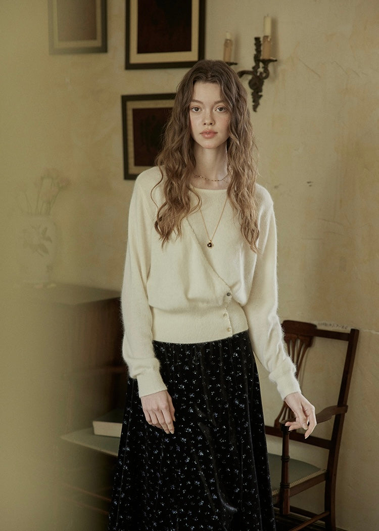 Romantic Wrap Button Knit Cardigan(2COLOR)