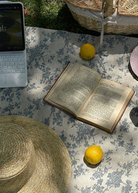 Claire Bleu Vintage Floral Tablecloth & Picnic Throw