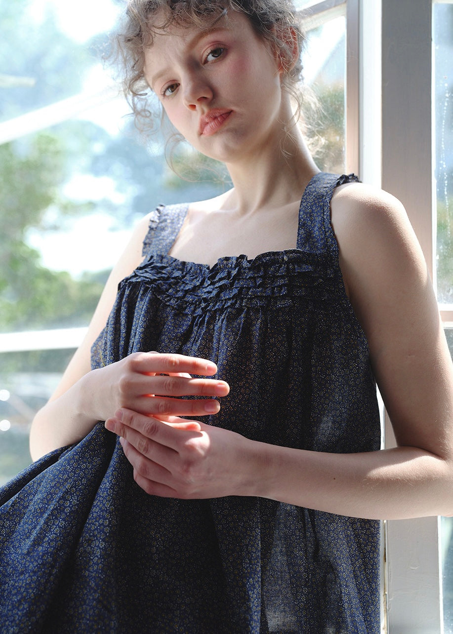 Noir Étoile Cotton Floral Sleeveless Nightdress