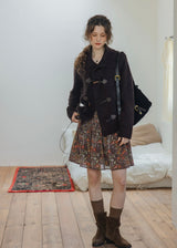 Cocoa Dusk Vintage Wool Blend Toggle Knit Cardigan