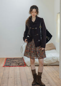Cocoa Dusk Vintage Wool Blend Toggle Knit Cardigan