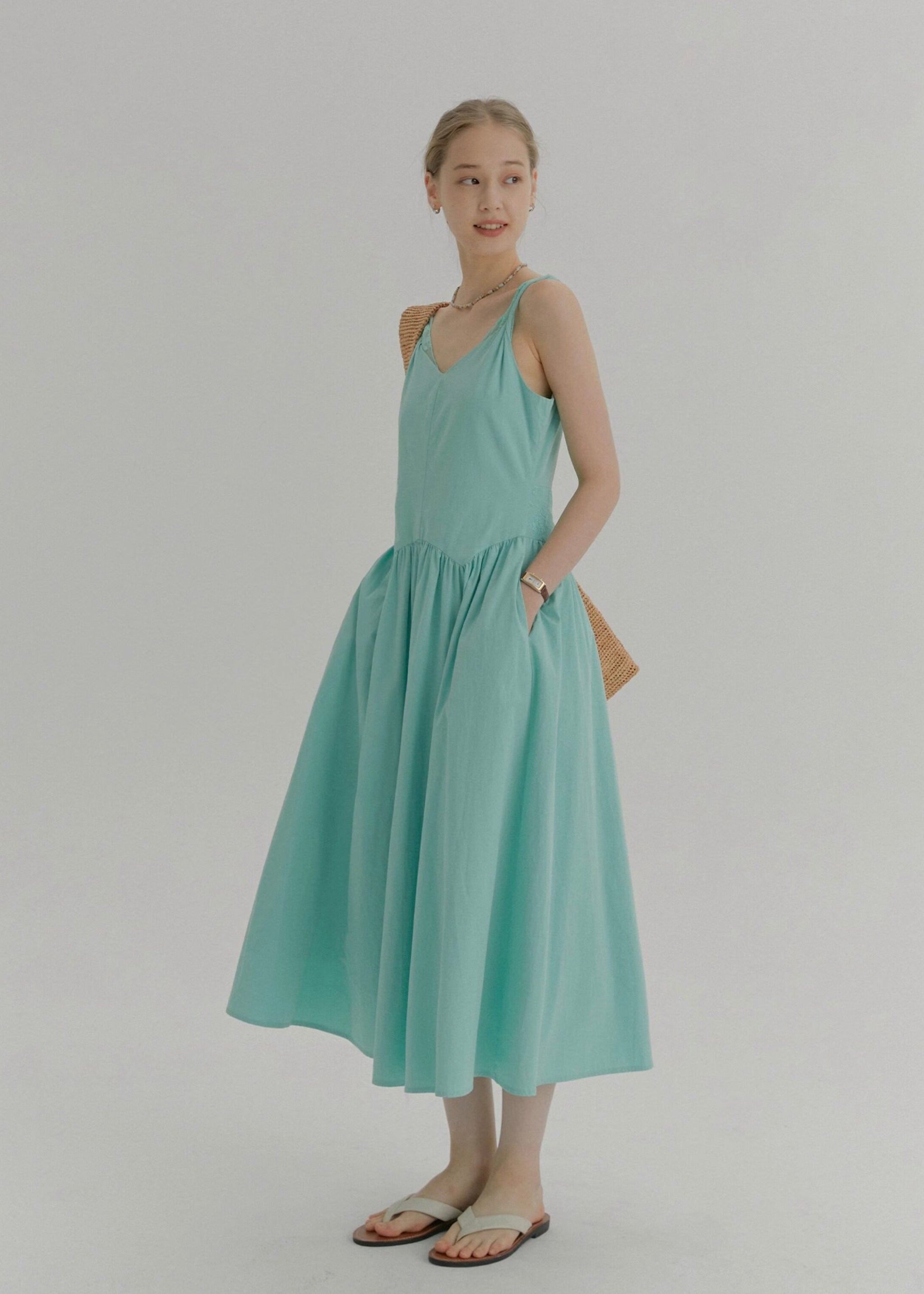 Aqua Mint Sleeveless A-Line Dress