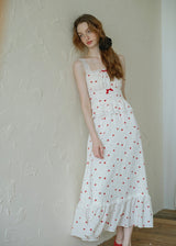 Strawberry Waltz Vintage Ruffle Lace Sleeveless Dress