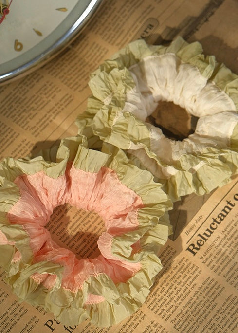 Tuileries Ruffle Layered Scrunchie Soft Vintage Hair Tie(2COLOR)