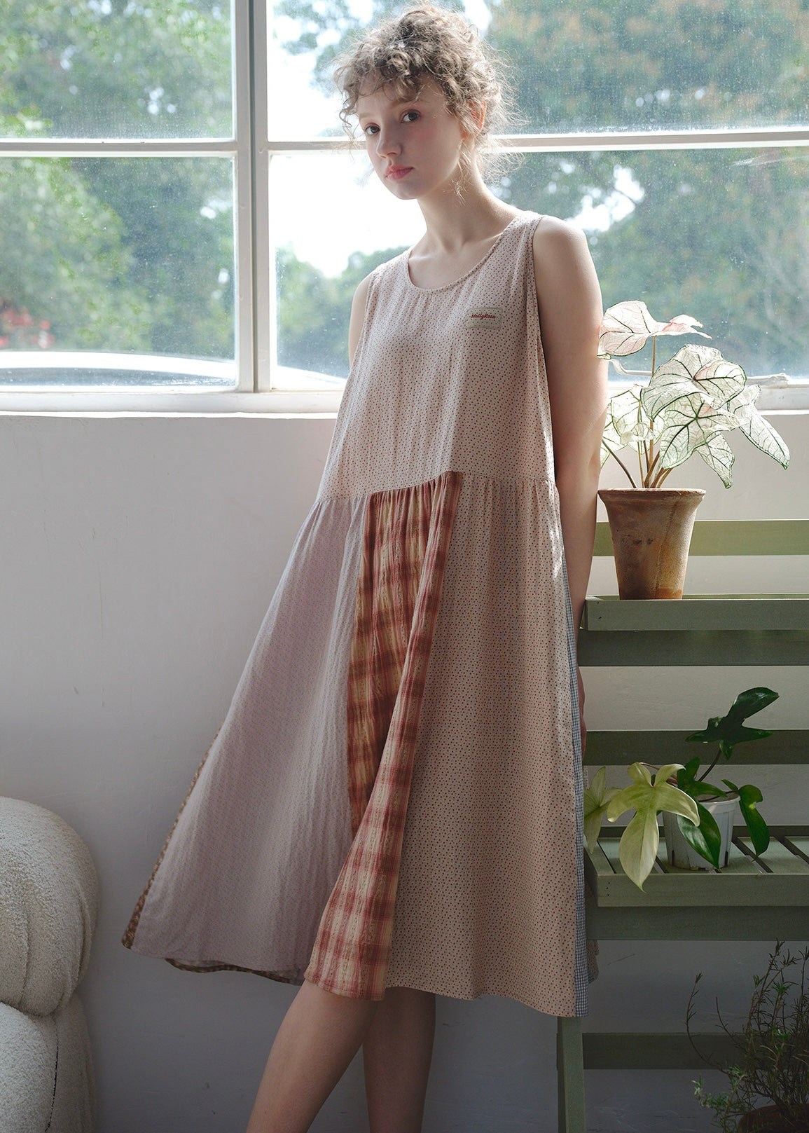Marais Soft Patchwork Cotton Gauze Sleeveless Nightdress