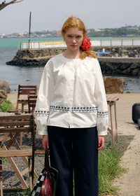 The Sunday Letter Embroidered Vintage Cotton Blouse