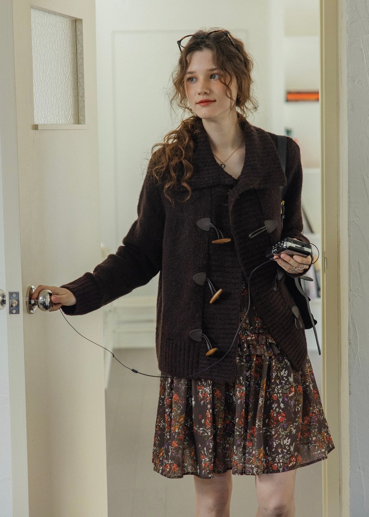 Cocoa Dusk Vintage Wool Blend Toggle Knit Cardigan