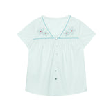 Seabreeze Starfish Embroidered Vintage Cotton Summer Blouse