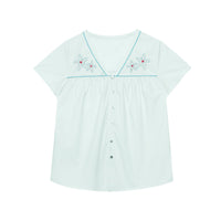 Seabreeze Starfish Embroidered Vintage Cotton Summer Blouse