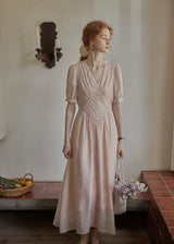 Blush Verse Soft Pink Embroidered Vintage Dress