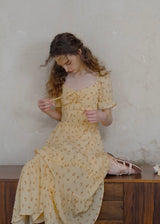 Marigold Whimsy Yellow Floral Cottage Dress