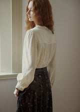 Romantic Cream Lace Embroidered Ruffle Collar Vintage Blouse