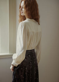 Romantic Cream Lace Embroidered Ruffle Collar Vintage Blouse
