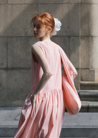 Summer Petal Cotton Dress | Light Pink Sleeveless Dress