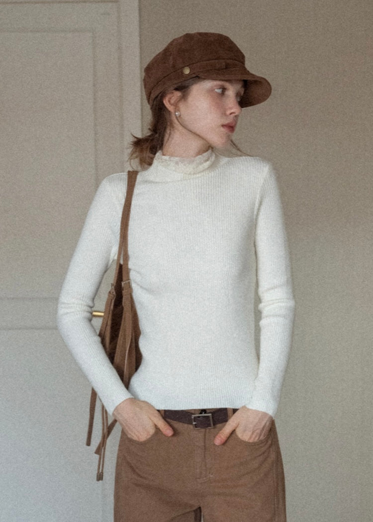 Lace Whisper Slim Knit Top(3COLOR)