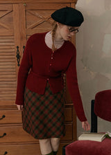 Burgundy Belted Rouge Slim Knit Top