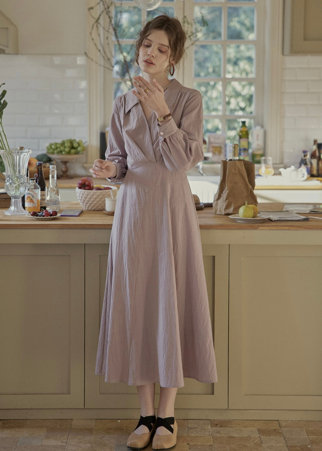 Lavender Quiet Fold Vintage Shirt Dress