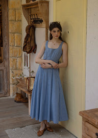 Picnic Breeze Dress | Gingham Check Sleeveless Flare Summer Dress(2COLOR)