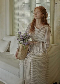 Echoes of Time Classic Stripe Long Sleeve Dress