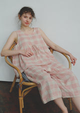 Soft Air Check Loungewear Sleeveless Tie Top Capri Pajama Set