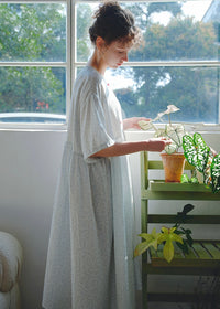 Blue Haze Cotton Gauze Dress Soft Dot A-Line Lounge Nightdress