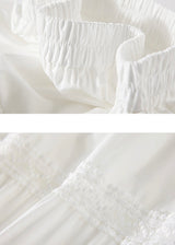 Ivory Tiered Lace Cotton Long Skirt