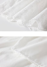 Ivory Tiered Lace Cotton Long Skirt