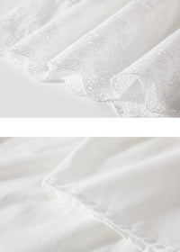 Ivory Tiered Lace Cotton Long Skirt