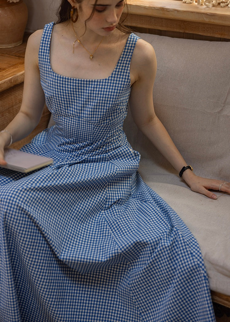 Picnic Breeze Dress | Gingham Check Sleeveless Flare Summer Dress(2COLOR)
