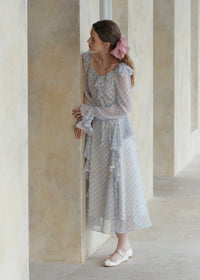 Pastel Ribbon Days Dress | Vintage Gingham Ruffle Long Dress