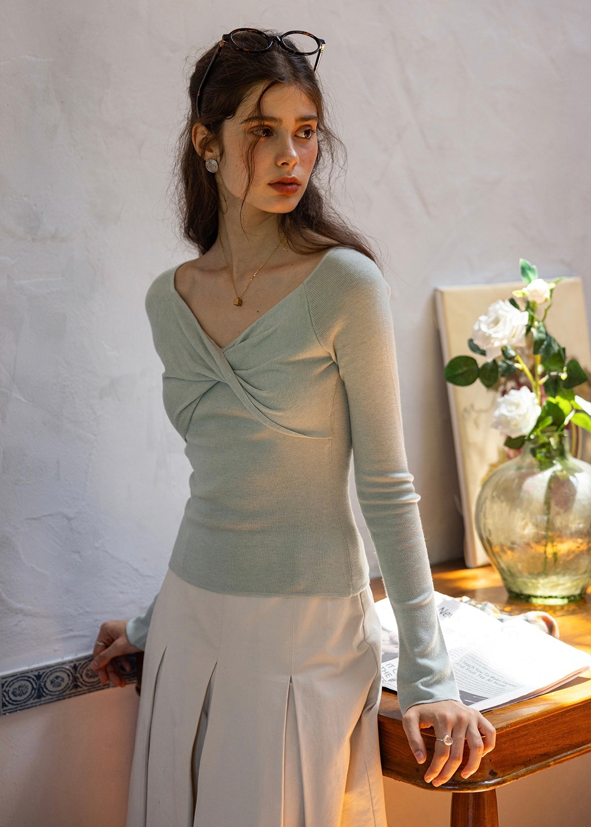 Twist Romance Vintage Long Sleeve Pullover Knit(2COLOR)