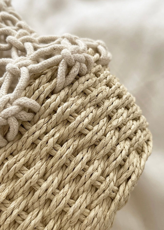 Natural Woven Straw Net Beach Tote Bag