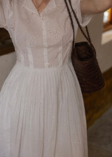 Alba Eyelet Cotton Dress | Romantic White Embroidered Summer dress