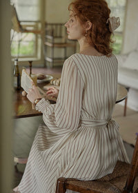 Echoes of Time Classic Stripe Long Sleeve Dress