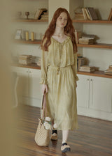 Aurélie Oil Painting Waist Tie Maxi Dress