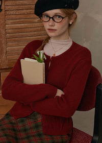 Burgundy Belted Rouge Slim Knit Top