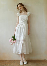 Élise Broderie White Dress | Romantic Lace Cotton Maxi Dress