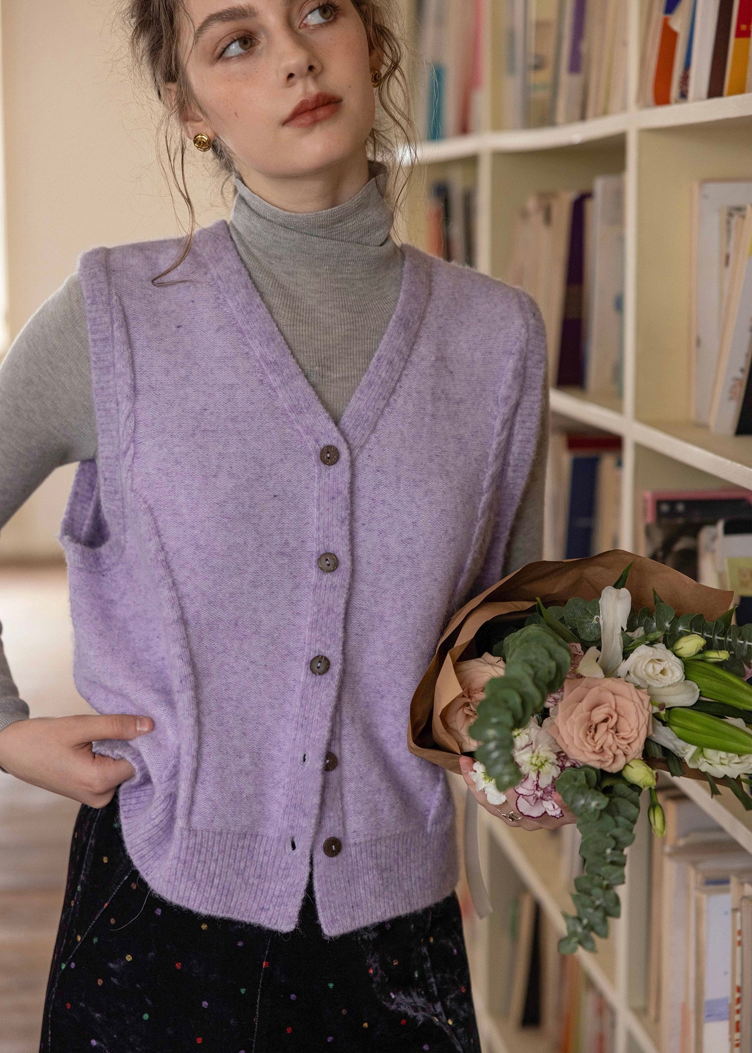 Morning Lilac Wool Knit Vest