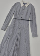 Colette Blue Stripe Belted Shirt Dress