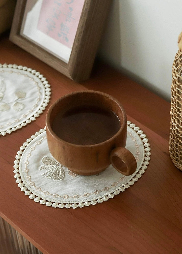 Lily Flower Silk Embroidered Coaster
