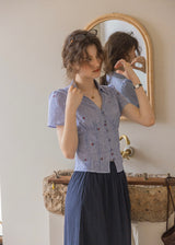 Cherry Stripe Embroidered Vintage Blouse