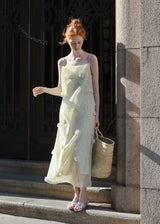 Butter Yellow Floral Chiffon Slip Dress